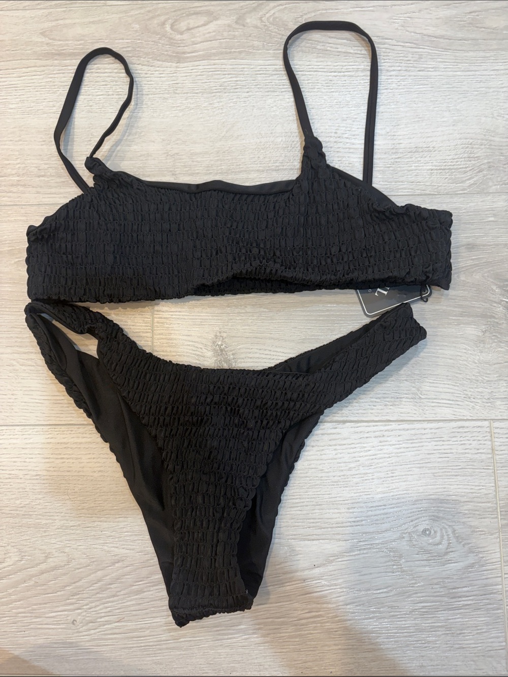 Black Smocked Bikini Set - Women's Swimwear